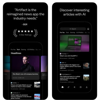 Interfaz móvil de la aplicación de noticias Artifact