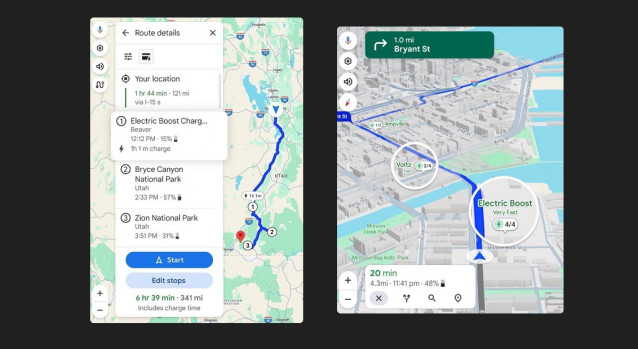 Nuevas funciones de rutas sostenibles de Google Maps.