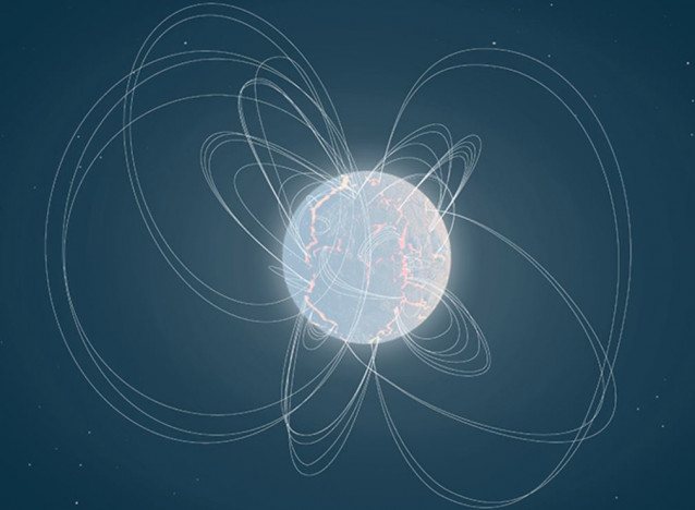 Impresión artística de un magnetar. Los magnetares son los objetos cósmicos con los campos magnéticos más fuertes jamás medidos en el Universo