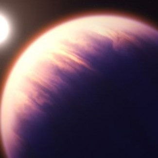 Impresión artística de un planeta de densidad extremadamente baja