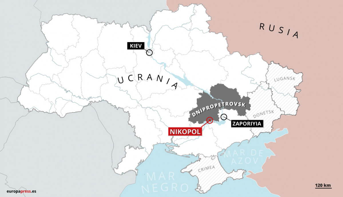 EuropaPress 4621895 mapa localizacion dnipropetrovsk junto ciudades nikopol zaporiyia menos