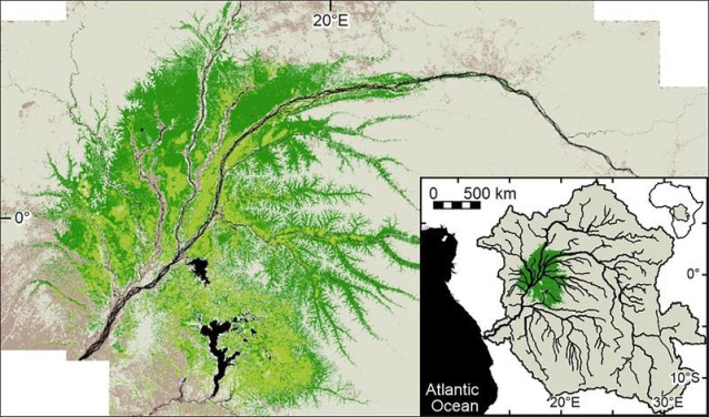 Ubicación de turberas en la cuenca del río Congo