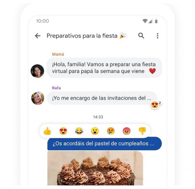 Google Mensajes permite reaccionar con emojis.