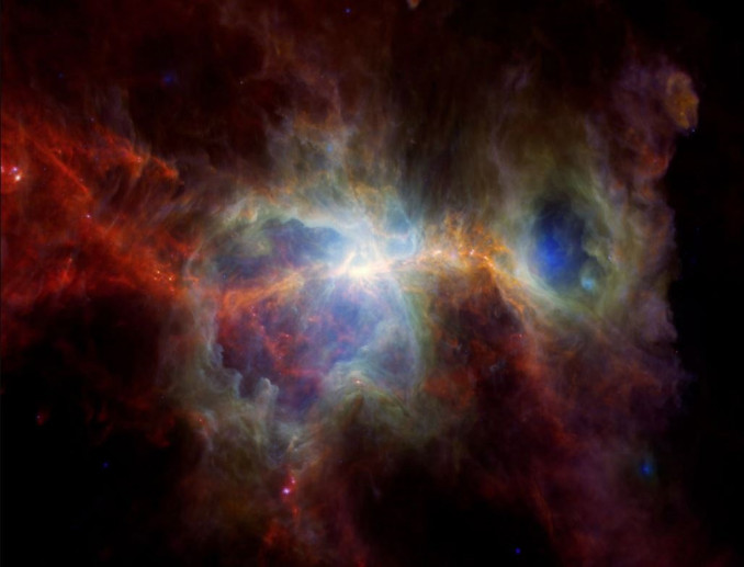 Esta imagen infrarroja de la Nebulosa de Orión presenta mucho polvo pero ninguna estrella.