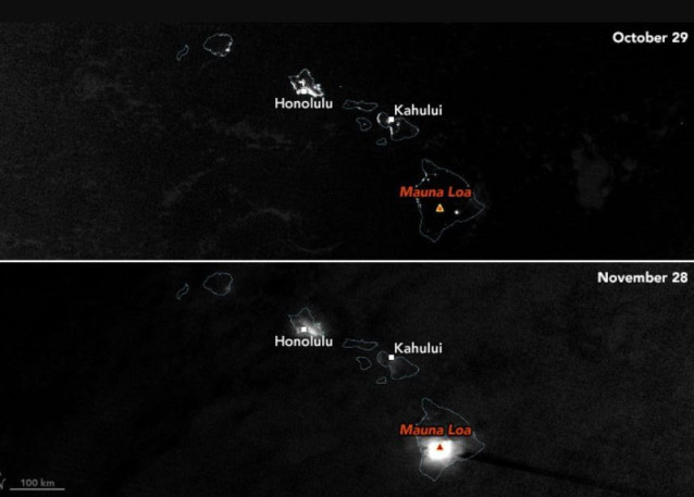 Hawai antes y después de la erupción del Mauna Loa