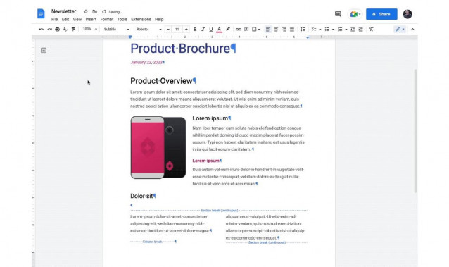 Vista de Google Docs