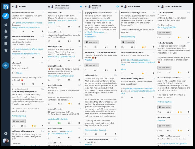 Versión beta de la aplicación MastoDeck.