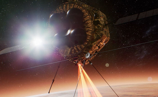 Ilustración del orbitador Tianwen-1 en la órbita de teledetección