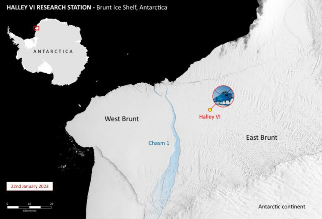 El gráfico muestra que Chasm-1 ha parido un enorme iceberg del tamaño del Gran Londres.