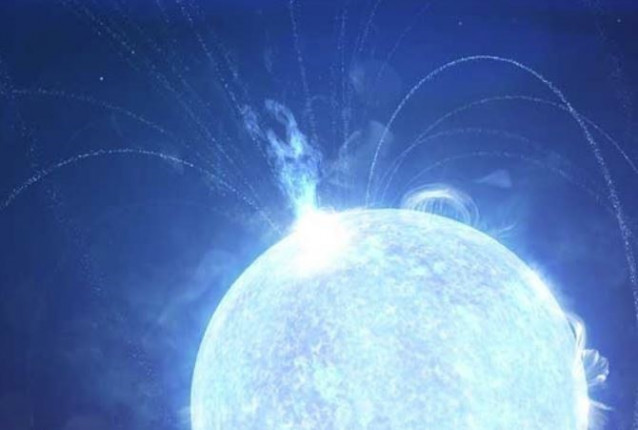 Impresión artística de la erupción de un magnetar
