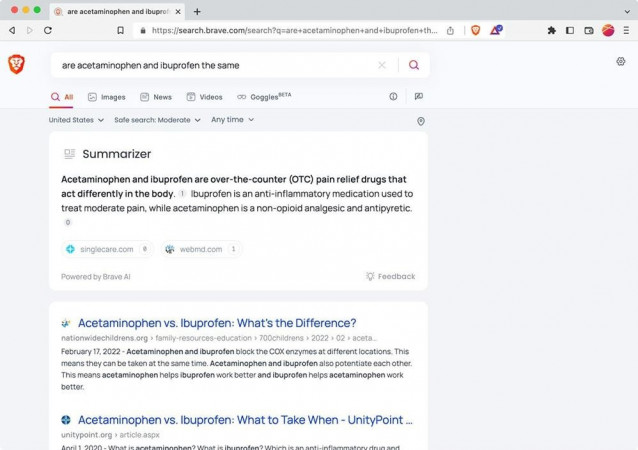 El navegador Brave con Summarizer