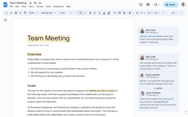 Nueva interfaz de usuario para Google Docs.
