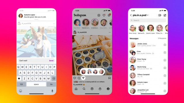 Interfaz de Mensajes directos de Instagram