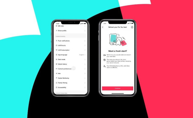 Interfaz del restablecimiento del 'feed' Para ti
