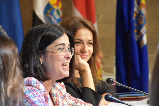La ministra de Sanidad, Carolina Darias, y la secretaria de Estado de Sanidad, Silvia Calzón, en la reunión del Consejo Interterritorial del Sistema Nacional de Salud (CISNS). En Palma de Mallorca (