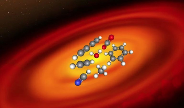 Concepto artístico de un disco de formación de planetas alrededor de una estrella joven.