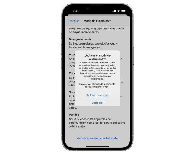 El modo de aislamiento de iOS 16