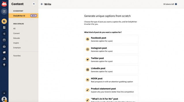 Herramienta de inteligencia artificial OwlyWriter AI, para generar contenidos para RRSS