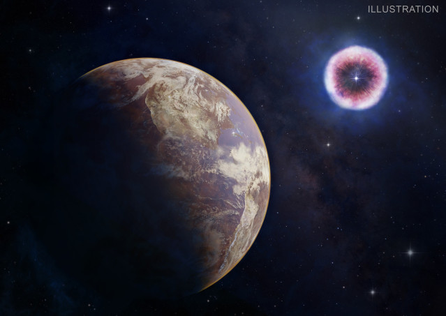 La Ilustración  Muestra Un Remanente De Supernova Joven Que Está Teniendo Un Efecto En Un Planeta Cercano Similar A La Tierra.