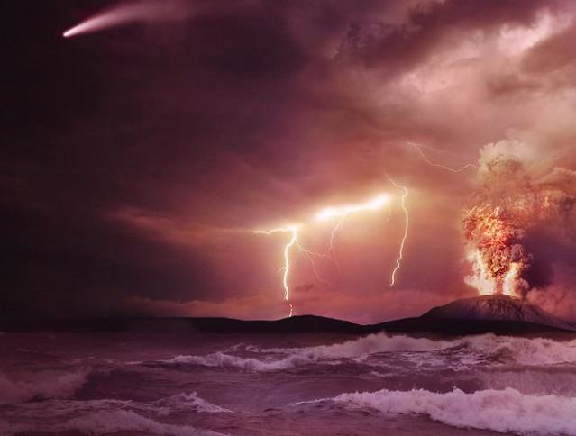 Concepto artístico de la vida en la Tierra