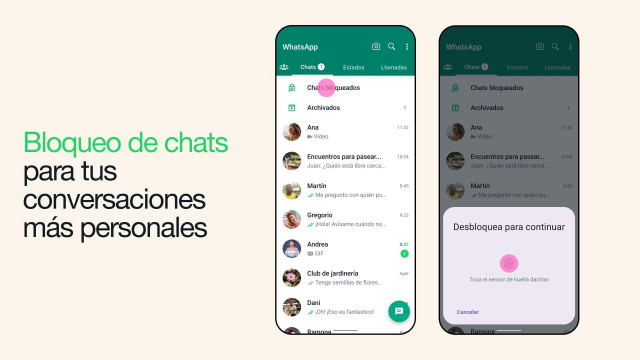 WhatsApp presenta la función bloqueo de chats.