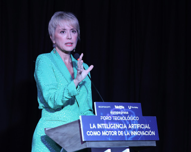 La secretaria de Estado de Digitalización e Inteligencia Artificial, Carme Artigas, interviene un evento de Europa Press Foro Tecnológico, en The Valley, a 17 de mayo de 2023, en Madrid (España).