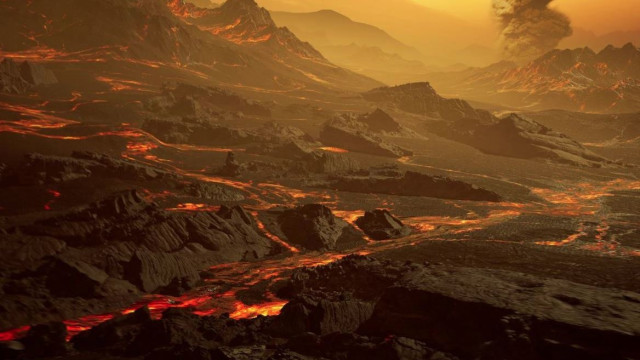 Representación artística de la superficie de la supertierra caliente GJ 86b, ahora bautizada como Su
