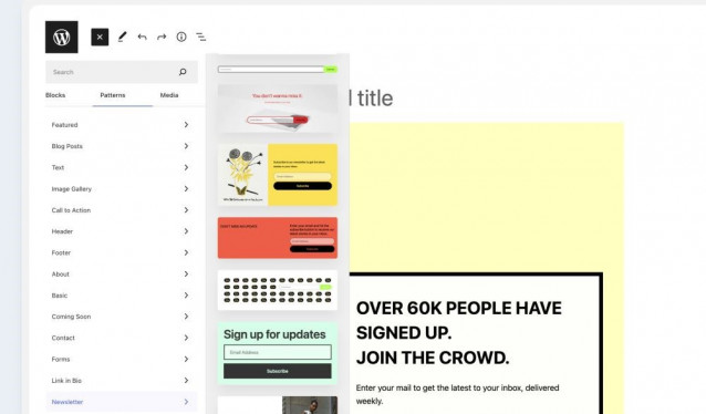 Interfaz de las 'newsletters' de WordPress