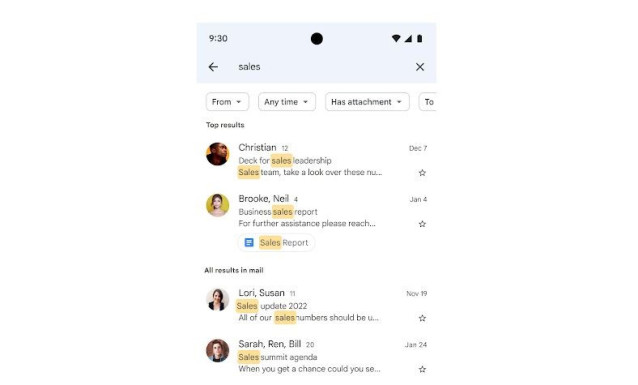 Nueva interfaz de búsqueda de Gmail