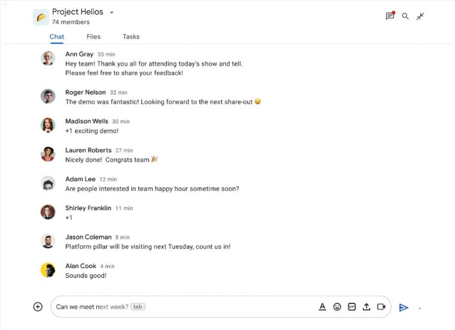 Nueva herramienta de redacción inteligente en Google Chat.