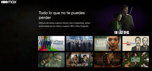 Interfaz de HBO Max