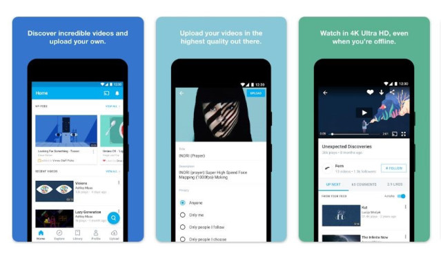Interfaz de Vimeo para Android