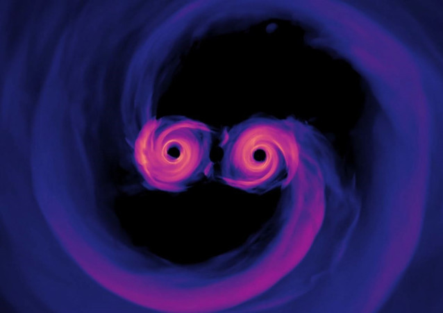 Ondas gravitacionales provocadas por la fusión de agujeros negros