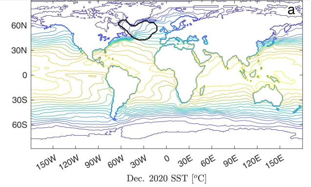 La huella dactilar de la circulación de vuelco meridional del Atlántico (AMOC).