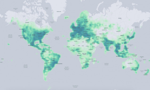 Mapa de datos de lugares de Overture