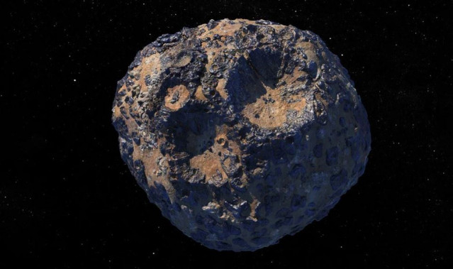 Ilustración artística de un asteroide metálico