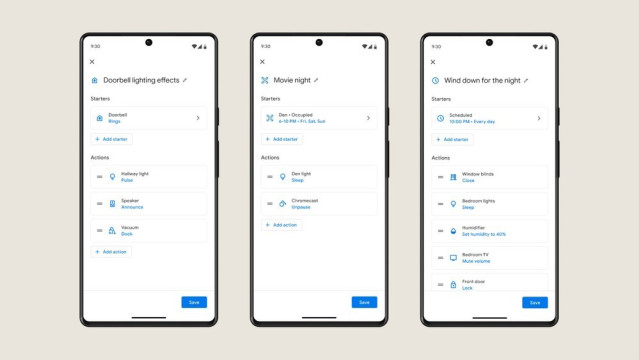 Nuevos iniciadores y acciones en Google Home.