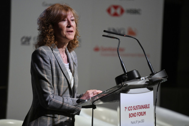Archivo - La subgobernadora del Banco de España, Margarita Delgado, interviene durante la séptima edición del Foro ICO de Bonos Sostenibles, en el Palacio de Linares, a 8 de junio de 2023, en Madrid (España).