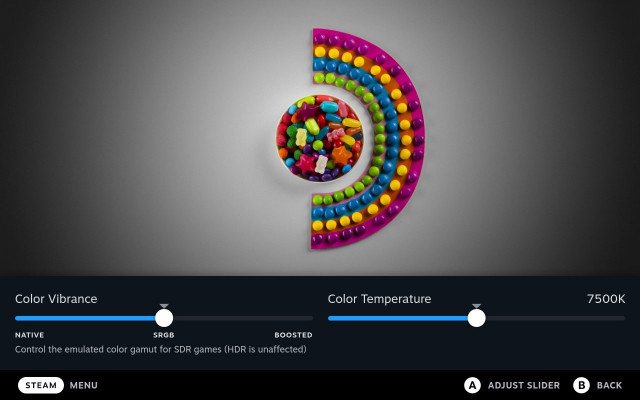 Actualización del sistema operativo SteamOS 3.5 con mejoras en la configuración del color.