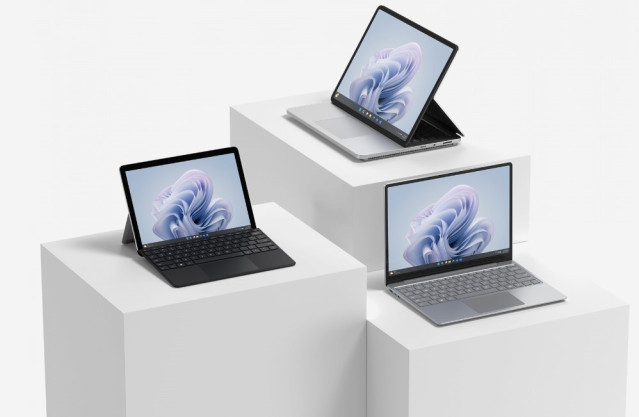 Los nuevos dispositivos Surface Laptop Studio 2, Laptop Go 3 y Surface Go 4 para empresas.