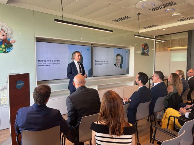 El SVP & Country Leader de Salesforce, Enrique Polo de Lara, en la presentación de las oficinas de la multinacional en Barcelona