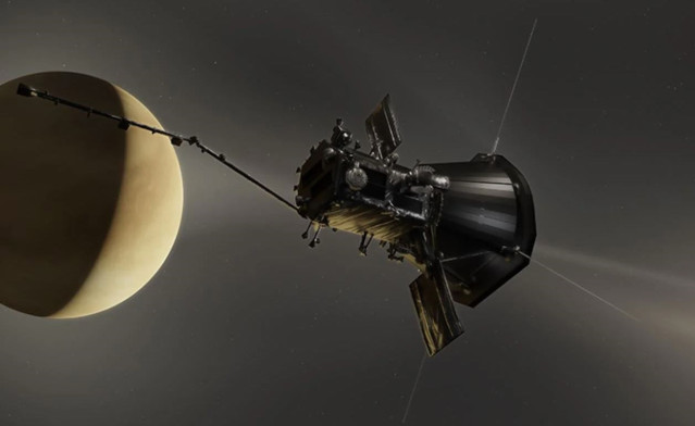 Ilustración de la misión Solar Parker de la NASA en un encuentro con Venus