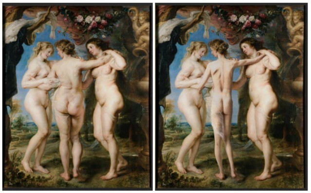 'Las tres Gracias', de Rubens, intervenida digitalmente por el fotógrafo Jorge Salgado.