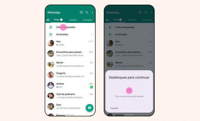 Bloqueo de chats en WhatsApp