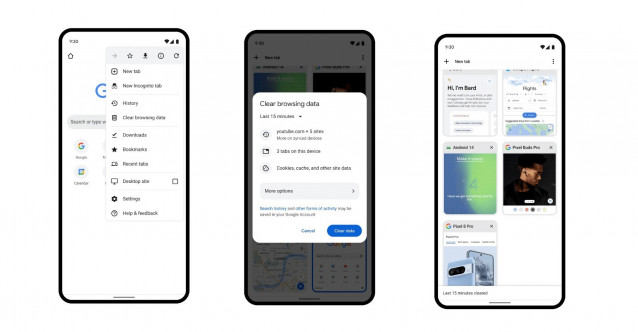 Interfaz del atajo 'Eliminación rápida' de Google Chrome para Android