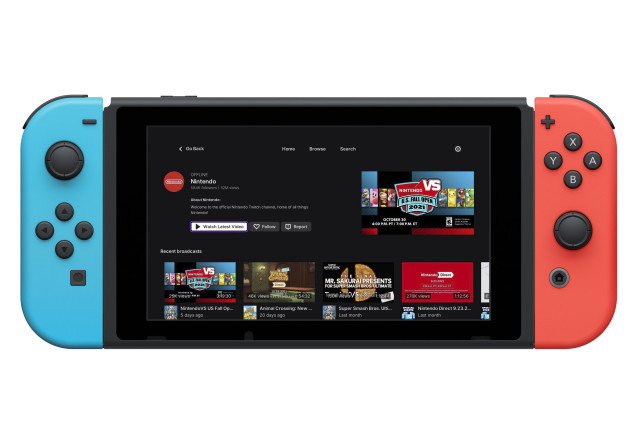 Aplicación de Twitch en la consola Nintendo Switch.