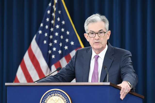 Archivo - El presidente de la Reserva Federal de Estados Unidos, Jerome Powell, en la rueda de prensa posterior a la reunión de política monetaria del organismo celebrada el 19 de junio de 2019.