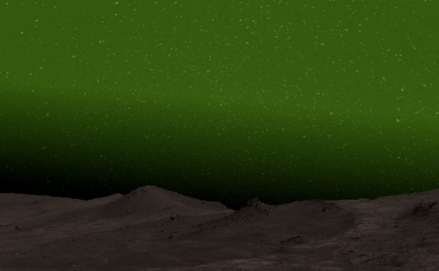 Cuando los futuros astronautas exploren las regiones polares de Marte, verán un resplandor verde iluminando el cielo nocturno.