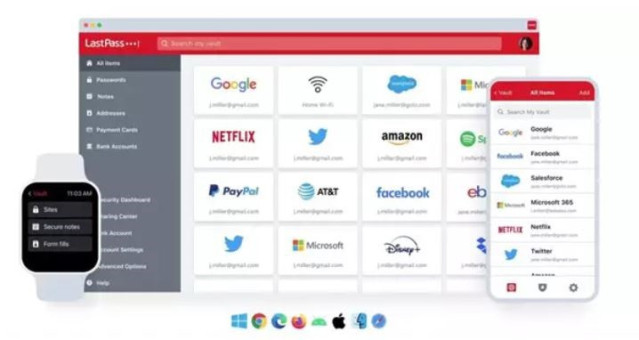 Interfaz del gestor de contraseñas LastPass