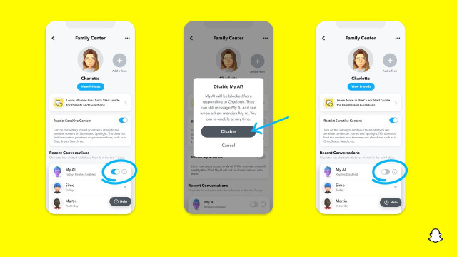 Medidas de control parental para el 'chatbot' My AI de Snapchat.